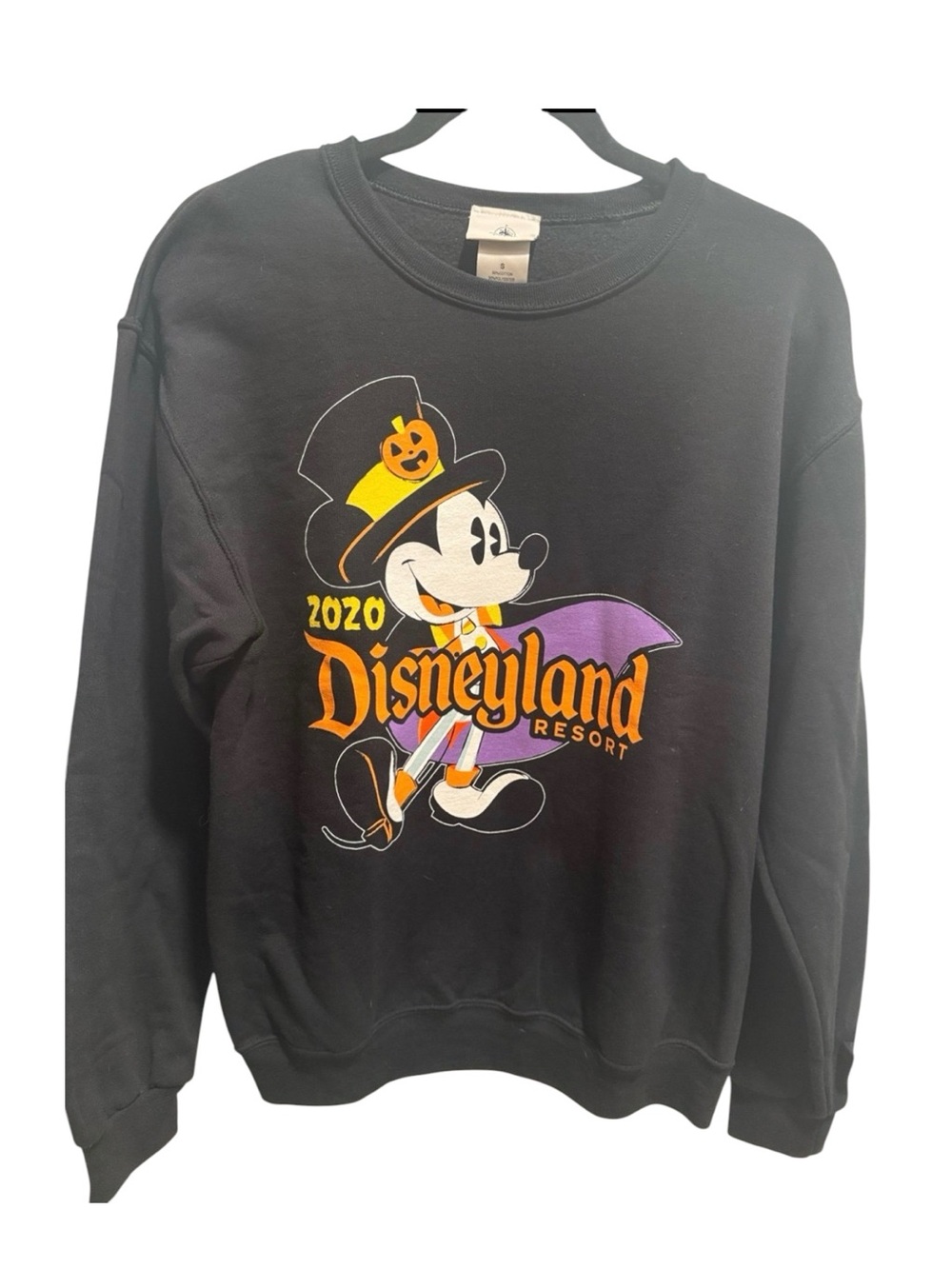 Disney Black Crewneck Sweatshirt with Orange and Purple Halloween Mickey